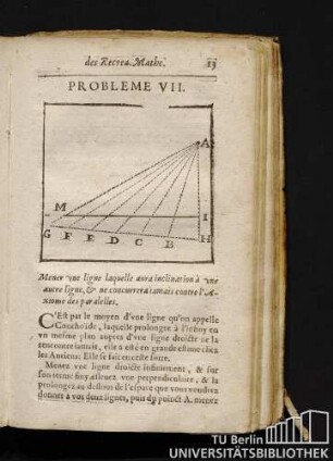 Probleme VII. Mener vne ligne laquelle aura inclination à vne autre ligne, & ne concurrera tamais contre l'Axiome des paralelles.