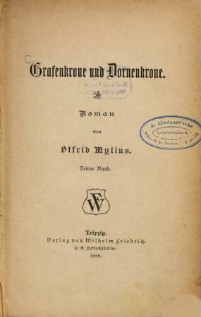 Grafenkrone und Dornenkrone : Roman von Otfrid Mylius, 3
