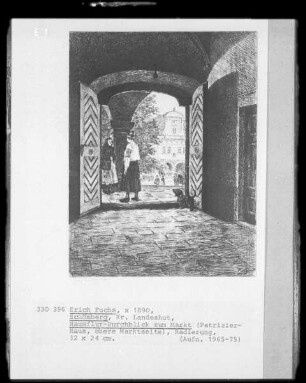 Hausflur-Durchblick zum Markt (Patrizier-Haus, obere Marktseite; Schömberg, Kreis Landeshut)