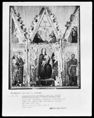 Flügelaltärchen mit Madonna und Heiligen