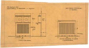 Billing, Hermann; Karlsruhe, Moltkestr. 33 / Weberstr.; Villa Hauptmann Bahls (Villa Billing) - Heizkörperverkleidungen (Ansichten; Schnitt)