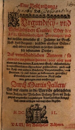 Neue Beschreibung deß Burgundisch und Niederländischen Kreises
