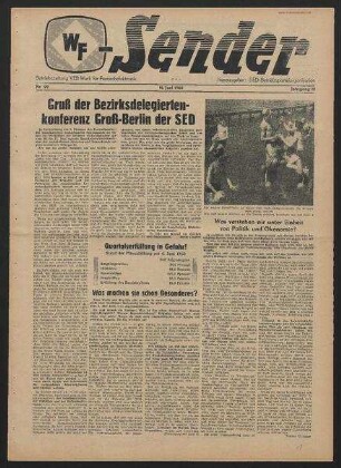 Betriebszeitung 'WF-Sender', Nr.22/1960 (10. Juni 1960)