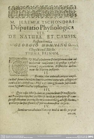 III. De Natura Et Causis