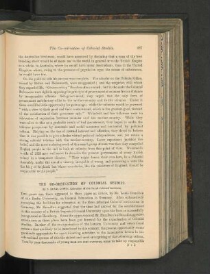 The Co-Ordination of Colonial Studies.