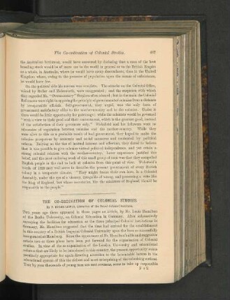 The Co-Ordination of Colonial Studies.