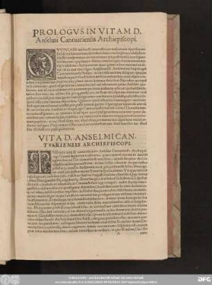 Vita D. Anselmi Cantuariensis Archiepiscopi.
