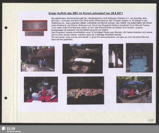 Erster Auftritt des Sächsischen Bergsteigerchores im Kurort Johnsdorf am 28.08.2011