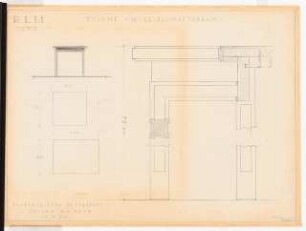 Reichsluftfahrtministerium, Berlin: Gesellschaftsräume, Tische: Ansichten, Grundrisse [1:10], Details [1:1]