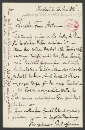 Brief an Antonie Speyer : 26.05.1896