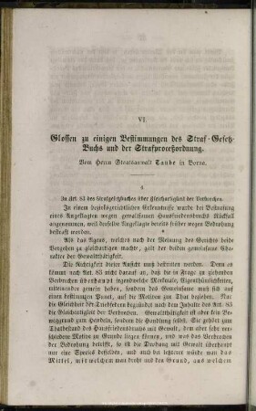 VI. Glossen zu einigen Bestimmungen des Straf-Gesetz-Buchs und der Strafproceßordnung