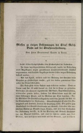 VI. Glossen zu einigen Bestimmungen des Straf-Gesetz-Buchs und der Strafproceßordnung
