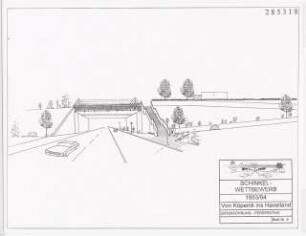 Planfreie Straßenkreuzung im Havelland Schinkelwettbewerb 1994: Unterführung: Perspektivische Ansicht