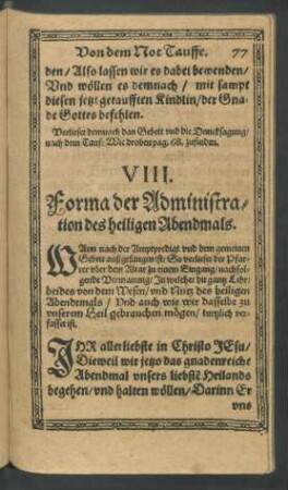 VIII. Forma der Administration des heiligen Abendmals