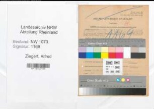Entnazifizierung Alfred Ziegert , geb. 21.11.1901 (Zuschneider)
