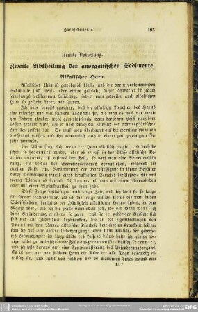 Neunte Vorlesung. Zweite Abtheilung der anorganischen Sedimente