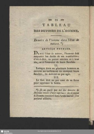 Tableau Des Devoirs De L'Homme