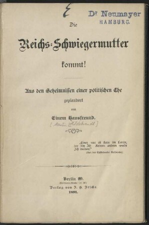 Die Reichs-Schwiegermutter kommt!