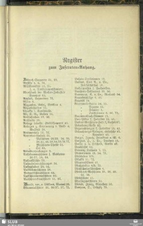 Register zum Inseraten-Anhang