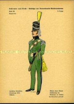 Uniformdarstellung, Offizier des Leichten Bataillons Lüneburg, Kurfürstentum Hannover, 1815.