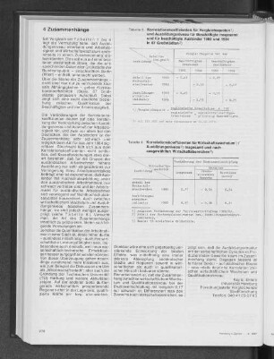 Korrelationskoeffizienten für Vergleichsquoten und Ausbildungsniveau für Beschäftigte insgesamt und für beschäftigte Ausländer 1980 und 1984 in 67 Großstädten