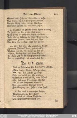 Der CIV. Psalm.