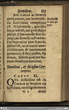 Humilitas, & sui ipsius Contemptus. Caput. XI.