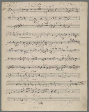 Sonatas, vl, pf, op.27, E-Dur - BSB Mus.ms. 23173-5 : [caption title:] 3. Sonata // per Violino e Pianof. E Dur - op. 27 // E. Wolf-Ferrari