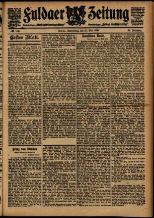 Erste Ausgabe vom Donnerstag, den 25. Mai 1905.