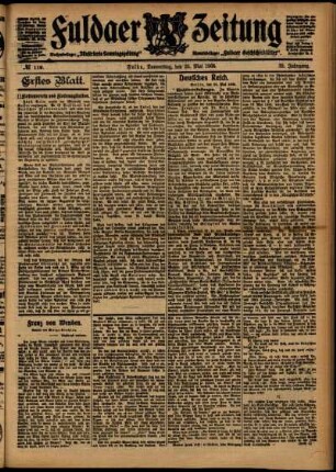 Erste Ausgabe vom Donnerstag, den 25. Mai 1905.