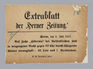 Unglück auf der Zeche Hibernia am 8.6.1887