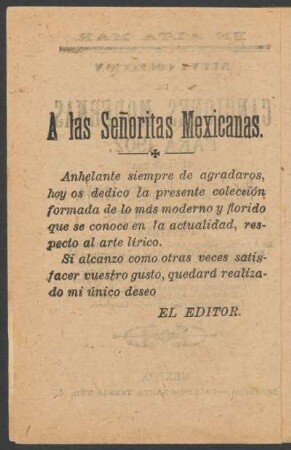 A las Señoritas Mexicanas.