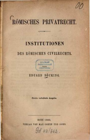 Römisches Privatrecht : Institutionen des römischen Civilrechts