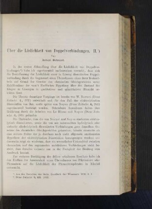 Über die Löslichkeit von Doppelverbindungen. II.