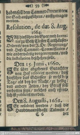 Resolution, de dat. 8. Aug. 1664