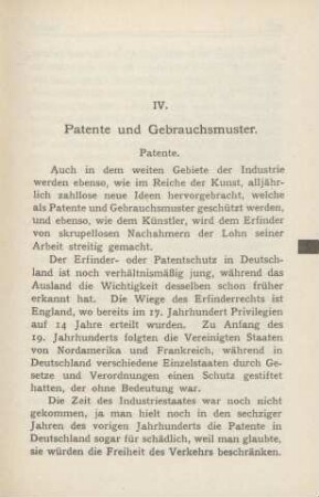 IV. Patente und Gebrauchsmuster