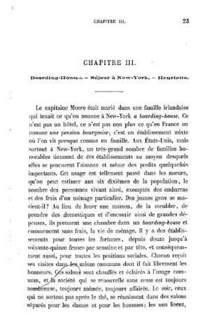 Boarding-houses. - Séjour à New-York. - Henriette M.