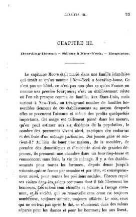 Boarding-houses. - Séjour à New-York. - Henriette M.