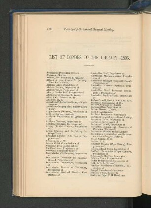 List of Donors to Library, 1895.