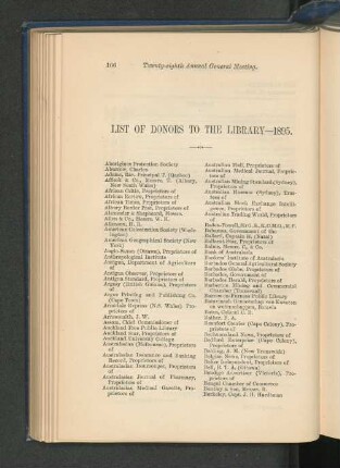 List of Donors to Library, 1895.