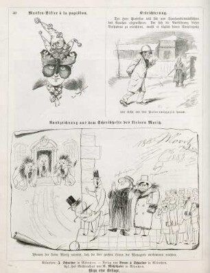 "Masken-Bisier à la papillon" "Erleichterung" "Randzeichnung aus dem Schreibhefte des kleinen Moritz"