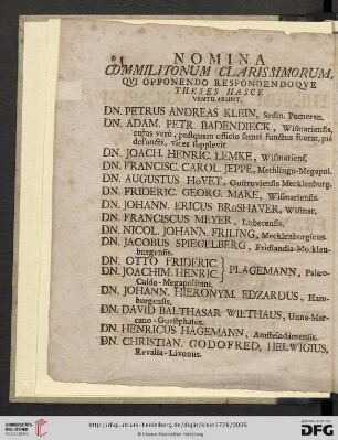 Nomina commilitonum clarissimorum