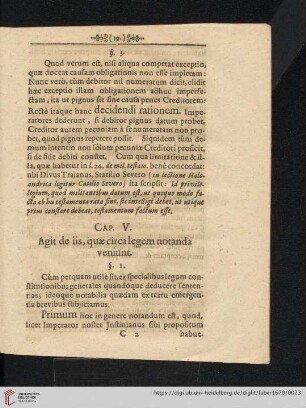 Cap. V. Agit de iis, quæ circa legem notanda veniunt
