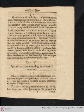 Cap. V. Agit de iis, quæ circa legem notanda veniunt