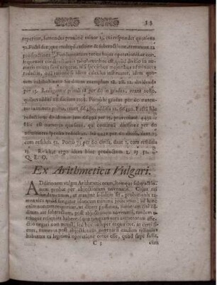 Ex Arithmetica Vulgari. Ex Scientia Geometrica. Ex Trigonometria Planorum.