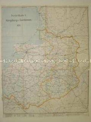Verwaltungskarte mit den Postleitgebieten Königsberg und Gumbinnen