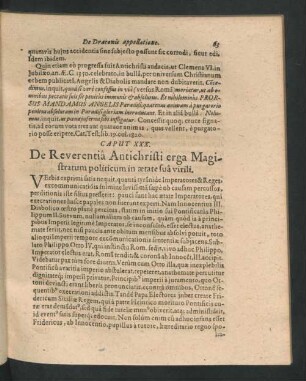 Caput XXX. De Reverentia antichristi erga Magistratum politicum in aetate sua virili.