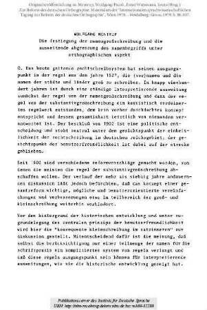 Die festlegung der namensgroßschreibung und die ausweitende abgrenzung des namensbegriffs unter orthographischem aspekt