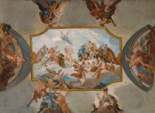 Huldigung an den Kurfürsten Johann Wilhelm von der Pfalz – Entwurf für eine Deckenmalerei auf Schloss Bensberg