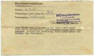 Bescheinigung über die Bestellung eines PKW Trabant